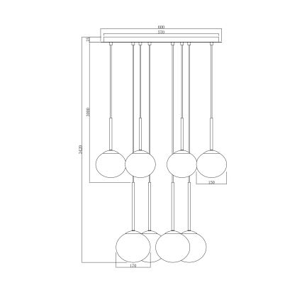 Ondaluce - Lustr na lanku JEWEL 8xE14/10W/230V pr. 70 cm zlatá/bílá