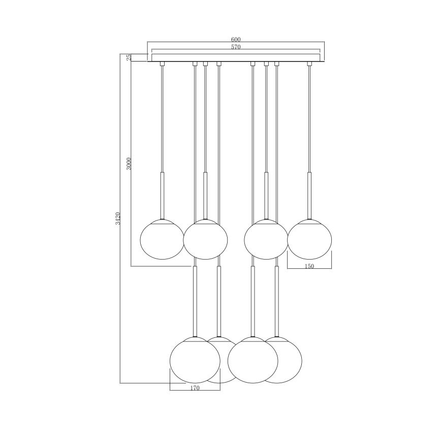 Ondaluce - Lustr na lanku JEWEL 8xE14/10W/230V pr. 70 cm zlatá/bílá