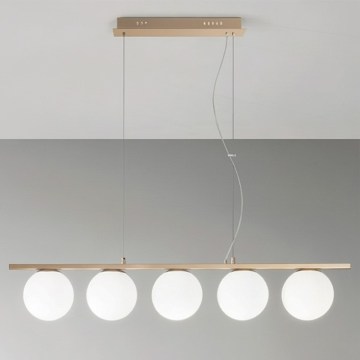 Ondaluce - Lustr na lanku MONILE 5xE14/10W/230V zlatá/bílá