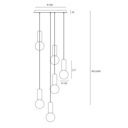 Ondaluce - Lustr na lanku ROCK 6xG9/7W/230V pr. 35 cm beton hnědá/šedá/bílá