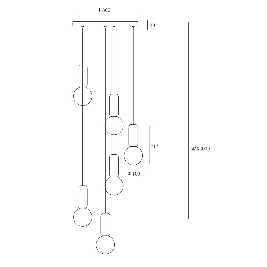 Ondaluce - Lustr na lanku ROCK 6xG9/7W/230V pr. 35 cm beton hnědá/šedá/bílá