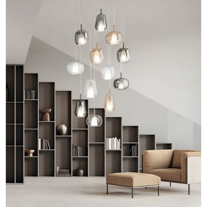 Ondaluce - Lustr na lanku THELMA 1xE27/15W/230V kouřová šedá