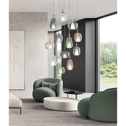 Ondaluce - Lustr na lanku THELMA 1xE27/15W/230V pr. 19,5 cm zlatá/čirá