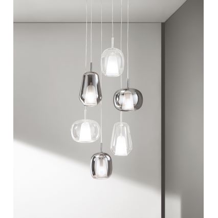 Ondaluce - Lustr na lanku THELMA 1xE27/15W/230V pr. 19,5 cm zlatá/čirá
