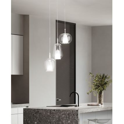 Ondaluce - Lustr na lanku THELMA 1xE27/15W/230V pr. 19,5 cm zlatá/čirá