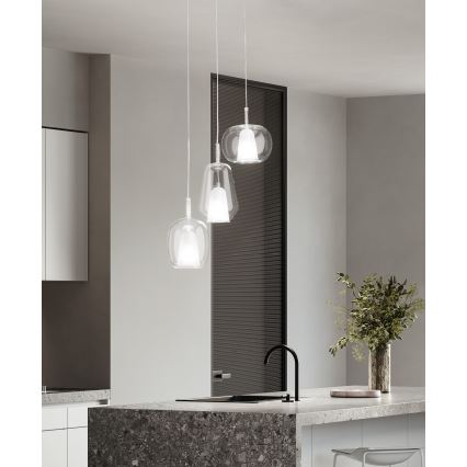 Ondaluce - Lustr na lanku THELMA 1xE27/15W/230V pr. 19 cm zlatá/čirá