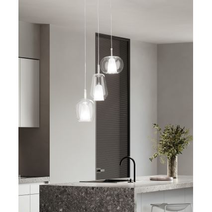 Ondaluce - Lustr na lanku THELMA 1xE27/15W/230V pr. 25 cm zlatá/čirá