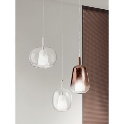 Ondaluce - Lustr na lanku THELMA 1xE27/15W/230V pr. 25 cm zlatá/čirá