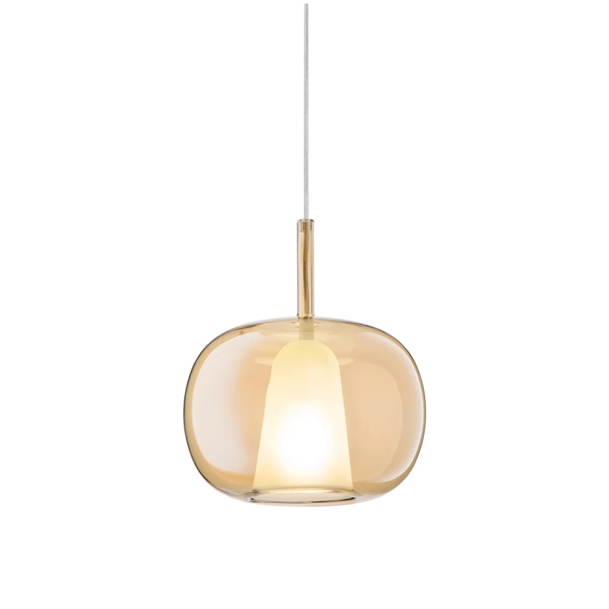 Ondaluce - Lustr na lanku THELMA 1xE27/15W/230V pr. 25 cm zlatá/kouřová béžová