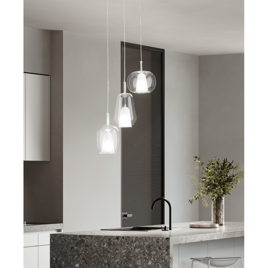 Ondaluce - Lustr na lanku THELMA 2xE27/15W/230V pr. 25 cm zlatá/čirá