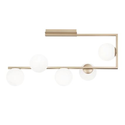 Ondaluce - Lustr na tyči MONILE 5xE14/10W/230V zlatá/bílá