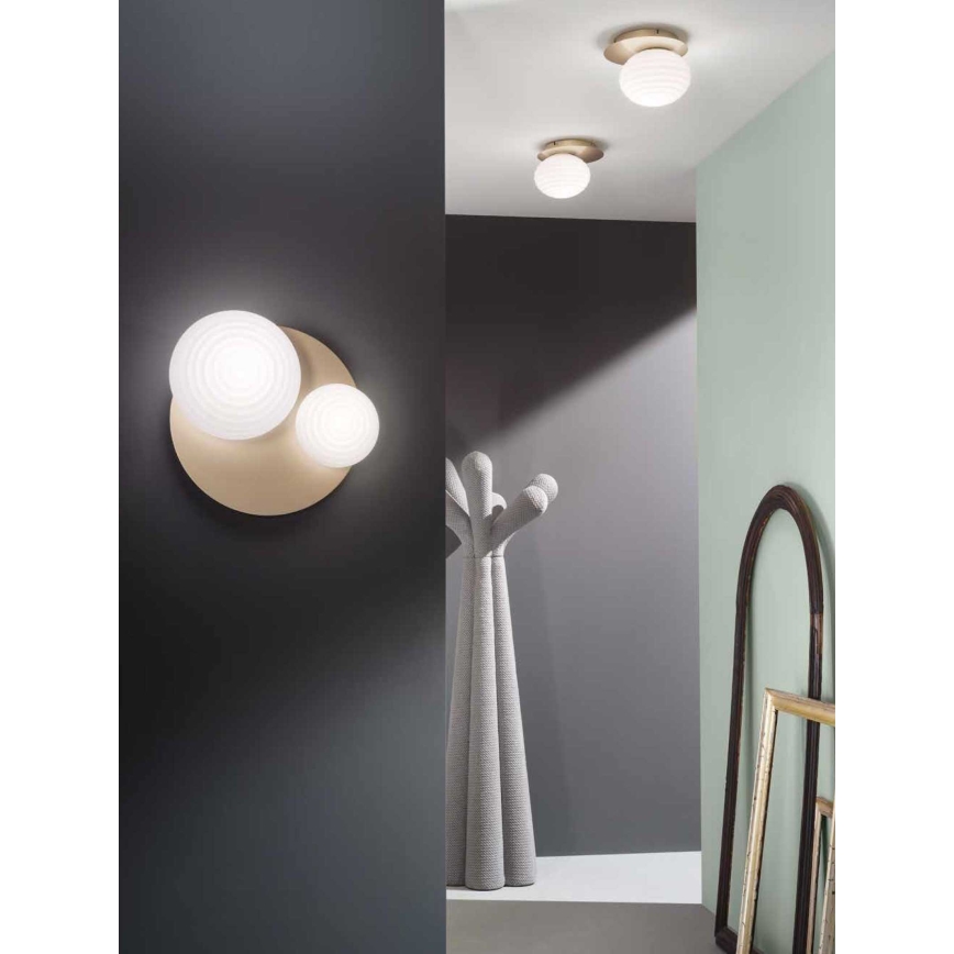 Ondaluce - Nástěnné svítidlo TONDO 1xE14/10W/230V + 1xE27/15W zlatá/bílá