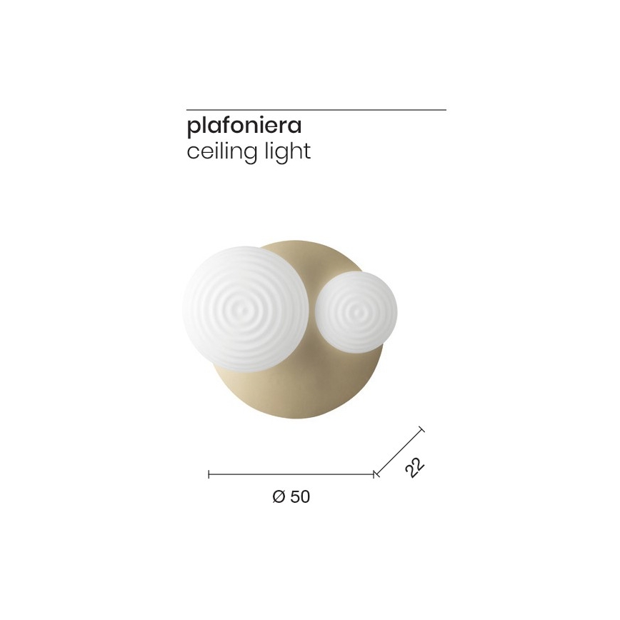 Ondaluce - Nástěnné svítidlo TONDO 1xE14/10W/230V + 1xE27/15W zlatá/bílá