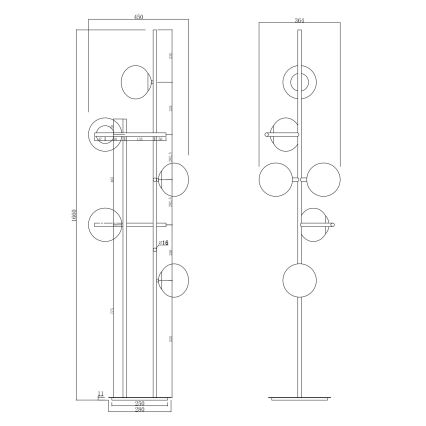 Ondaluce - Stojací lampa JEWEL 6xE14/10W/230V 166 cm zlatá/bílá