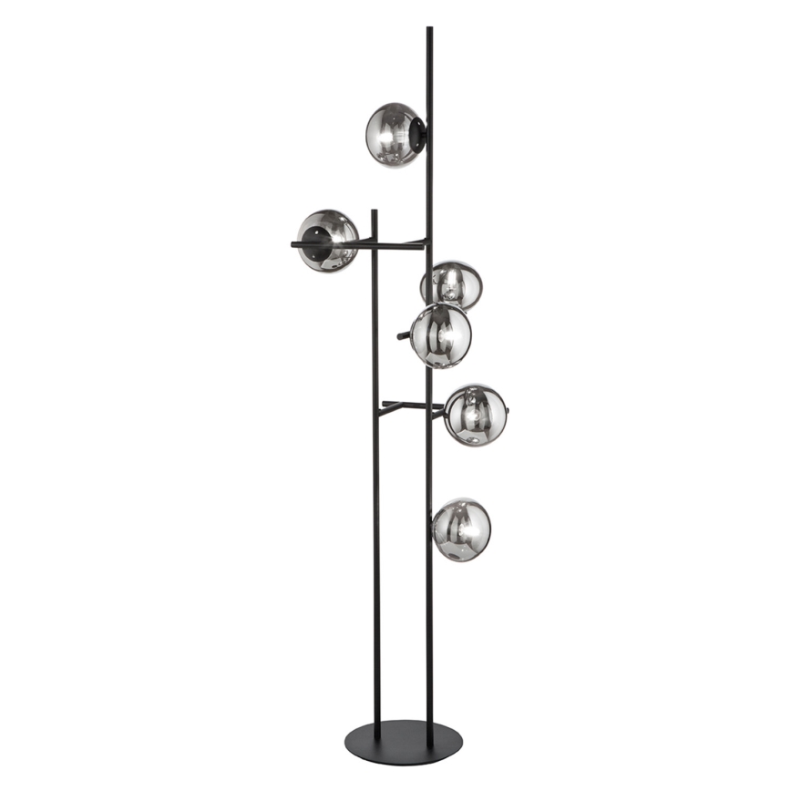 Ondaluce - Stojací lampa JEWEL 6xE14/10W/230V kouřová černá