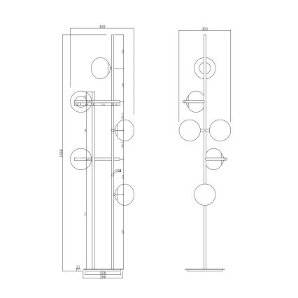 Ondaluce - Stojací lampa JEWEL 6xE14/10W/230V kouřová černá