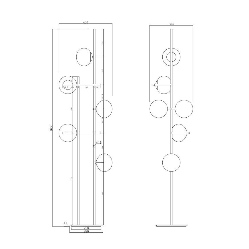 Ondaluce - Stojací lampa JEWEL 6xE14/10W/230V kouřová černá