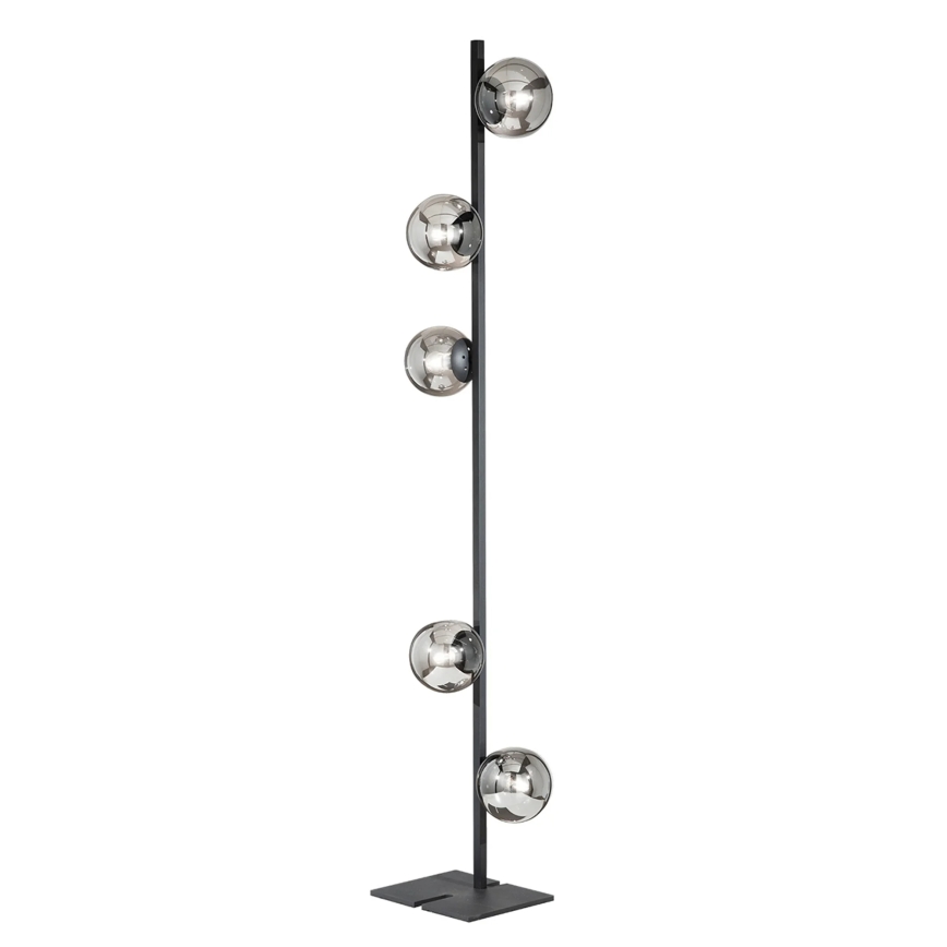 Ondaluce - Stojací lampa MONILE 5xE14/10W/230V 170 cm černá/kouřová černá