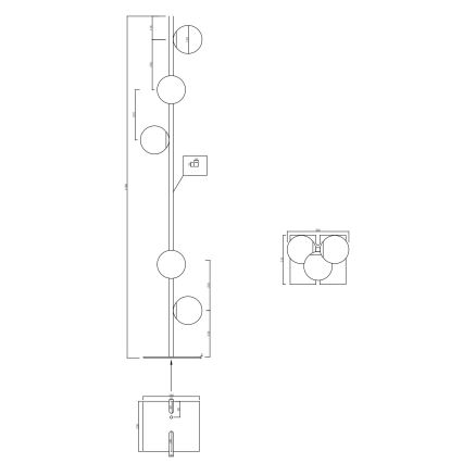 Ondaluce - Stojací lampa MONILE 5xE14/10W/230V 170 cm černá/kouřová černá
