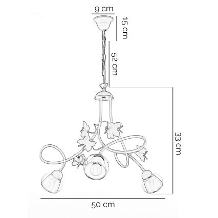 ONLI - Dětský lustr BUTTERFLY 3xE14/6W/230V