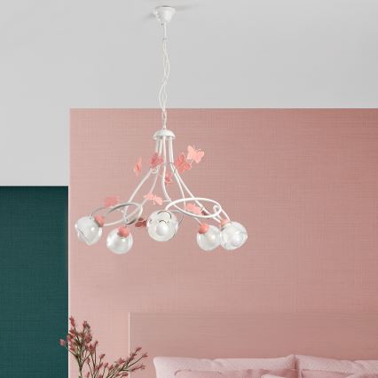 ONLI - Dětský lustr BUTTERFLY 5xE14/6W/230V