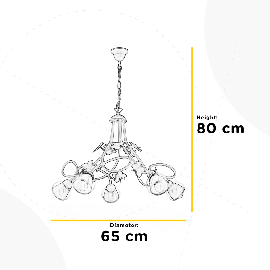 ONLI - Dětský lustr BUTTERFLY 5xE14/6W/230V
