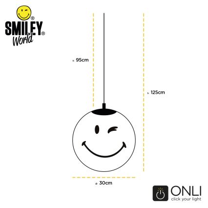 ONLI - Dětský lustr na lanku SMILEY 1xE27/15W/230V bílá