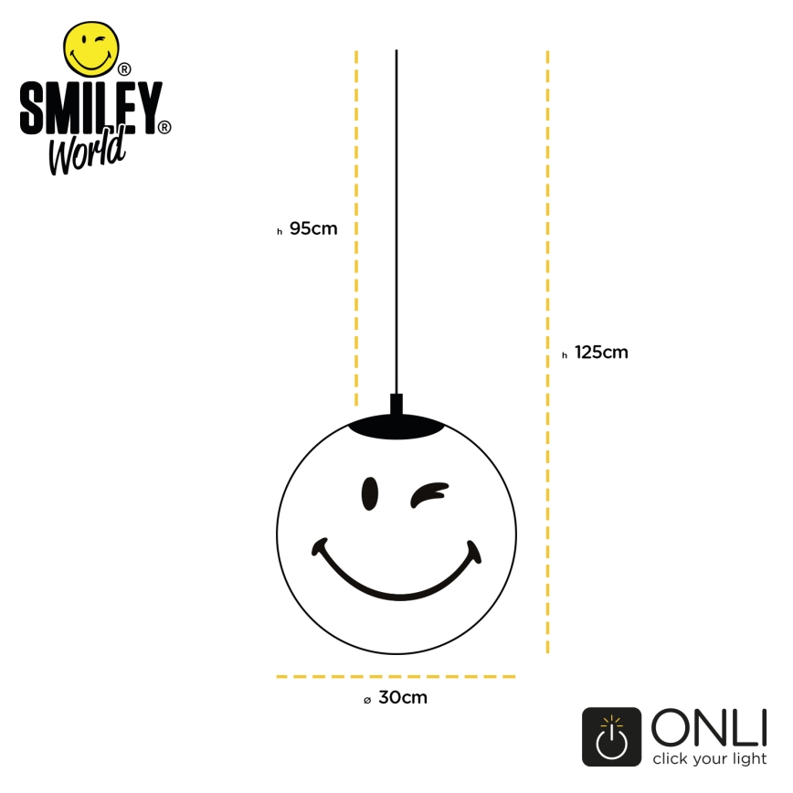 ONLI - Dětský lustr na lanku SMILEY 1xE27/15W/230V bílá
