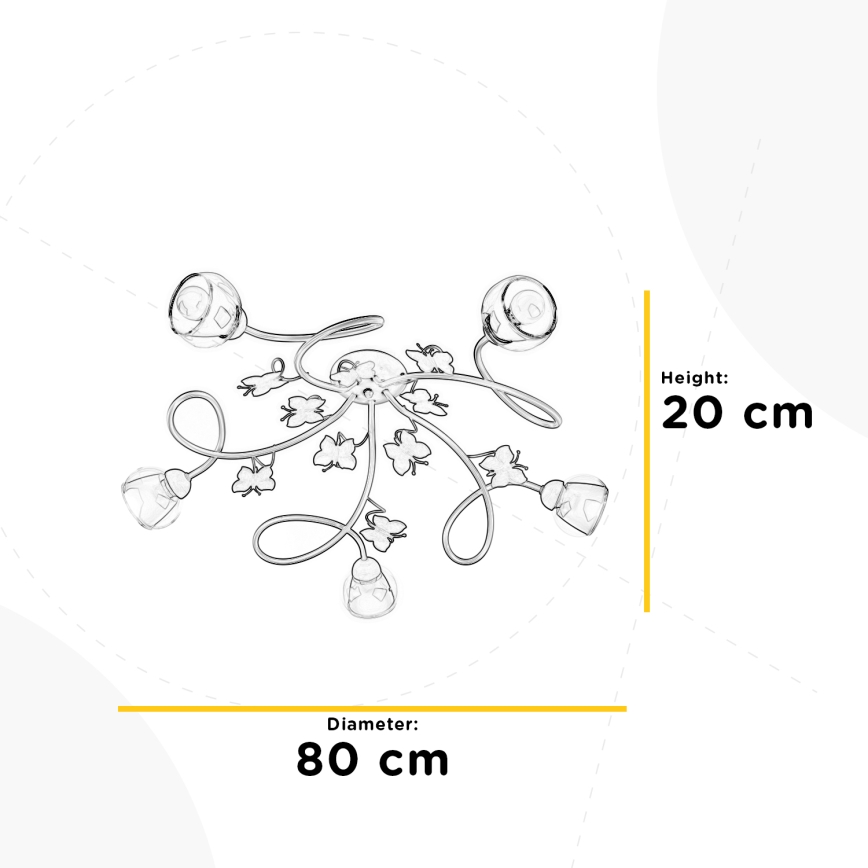 ONLI - Dětský přisazený lustr BUTTERFLY 5xE14/6W/230V