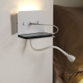 ONLI - LED Flexibilní lampička s policí a USB nabíjením PLAK LED/5W/230V bílá