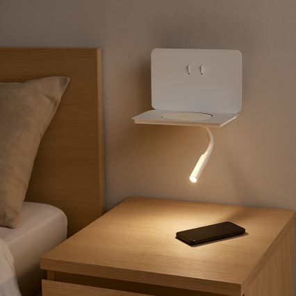 ONLI - LED Flexibilní lampička s policí WIK LED/6,5W/230V + LED/3W bílá