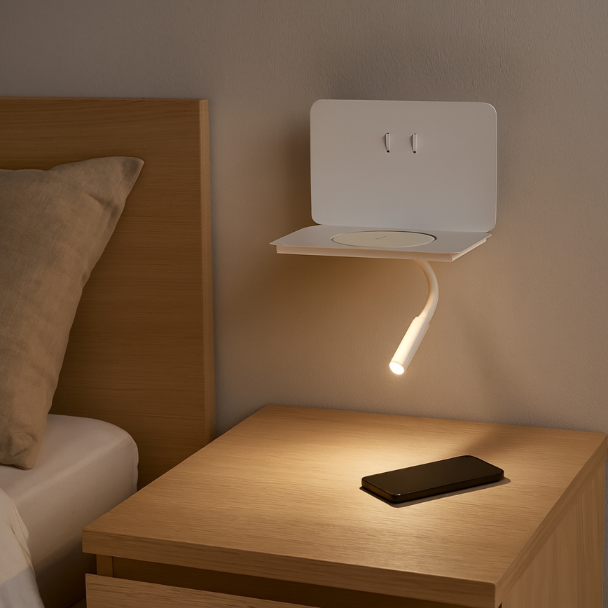 ONLI - LED Flexibilní lampička s policí WIK LED/6,5W/230V + LED/3W bílá
