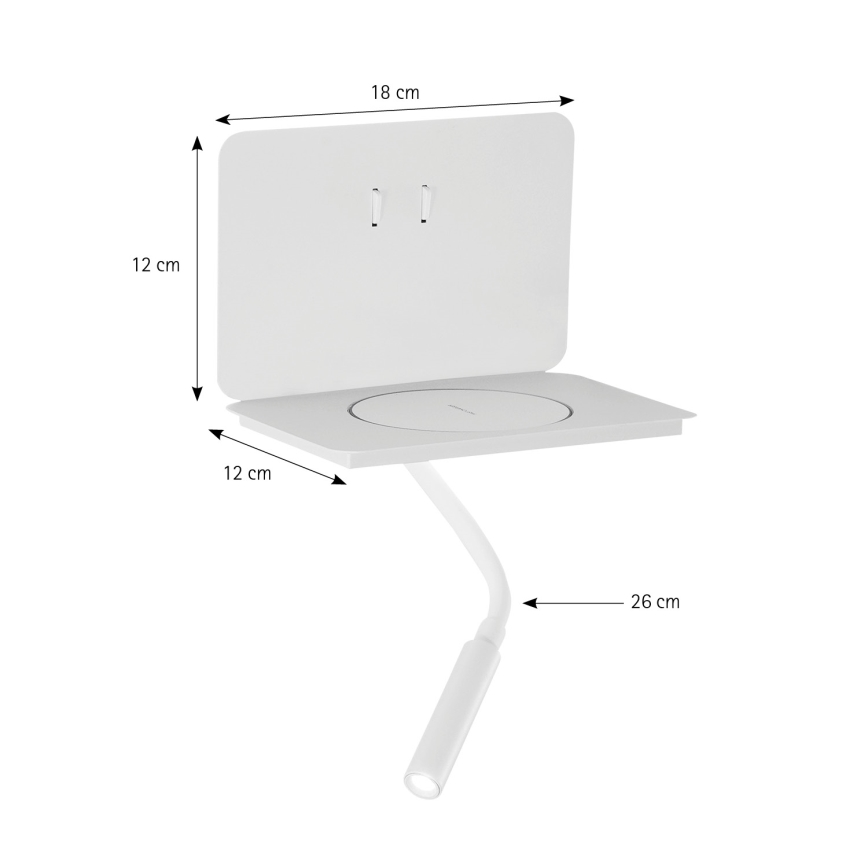 ONLI - LED Flexibilní lampička s policí WIK LED/6,5W/230V + LED/3W bílá