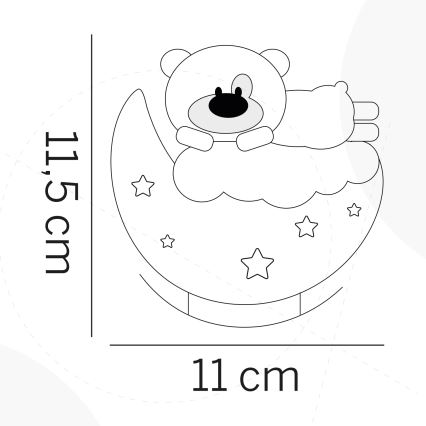 ONLI - LED Nabíjecí dětské noční světlo NUVOLINA LED/2,5W/5V 300 mAh mědvěd/růžová