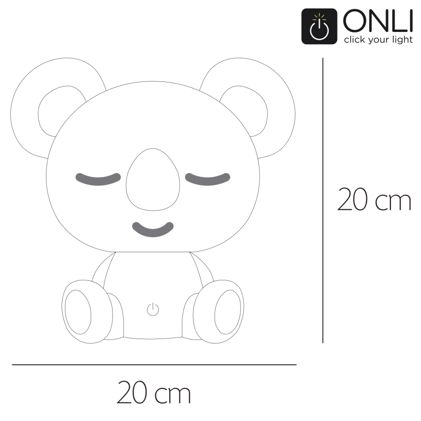 ONLI - LED Stmívatelná dětská noční lampička PUPPIES LED/3W/230V 20 cm koala/zelená