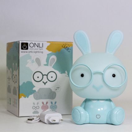ONLI - LED Stmívatelná dětská noční lampička PUPPIES LED/3W/230V 22 cm králíček/modrá
