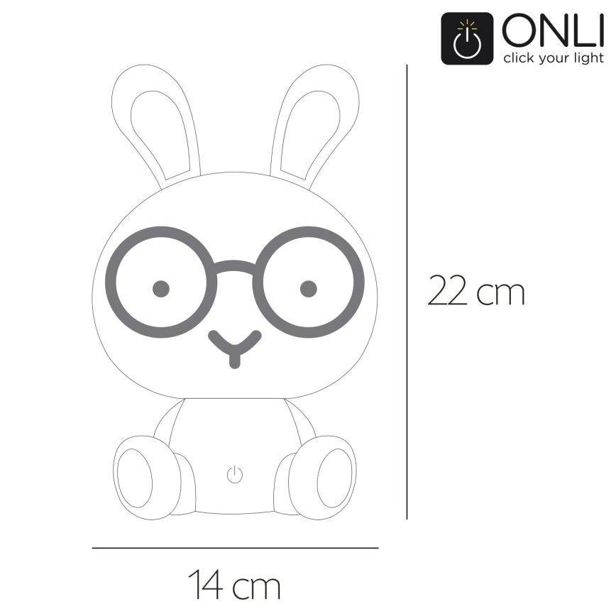 ONLI - LED Stmívatelná dětská noční lampička PUPPIES LED/3W/230V 22 cm králíček/modrá