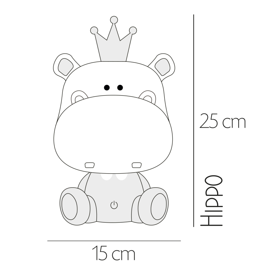 ONLI - LED Stmívatelná dětská noční lampička PUPPIES LED/3W/230V 25 cm hroch/šedá
