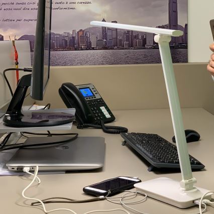 ONLI - LED Stmívatelná dotyková stolní lampa s USB portem DESKI LED/7W/230V 4000K bílá