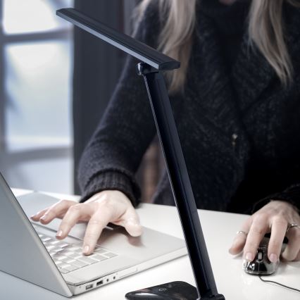 ONLI - LED Stmívatelná stolní lampa s USB portem DESKI LED/7W/230V 4000K černá