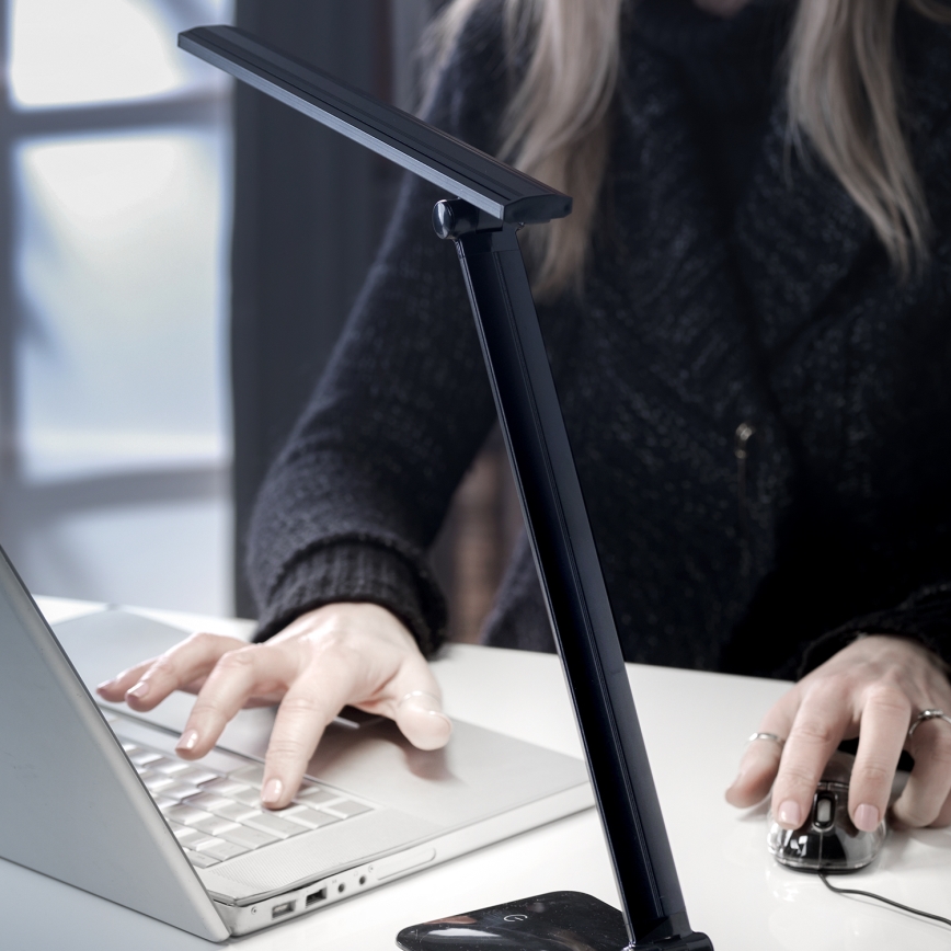ONLI - LED Stmívatelná stolní lampa s USB portem DESKI LED/7W/230V 4000K černá