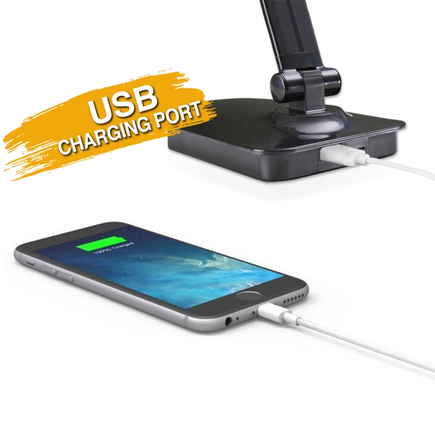 ONLI - LED Stmívatelná stolní lampa s USB portem DESKI LED/7W/230V 4000K černá