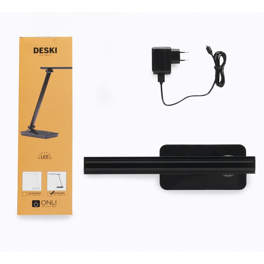 ONLI - LED Stmívatelná stolní lampa s USB portem DESKI LED/7W/230V 4000K černá