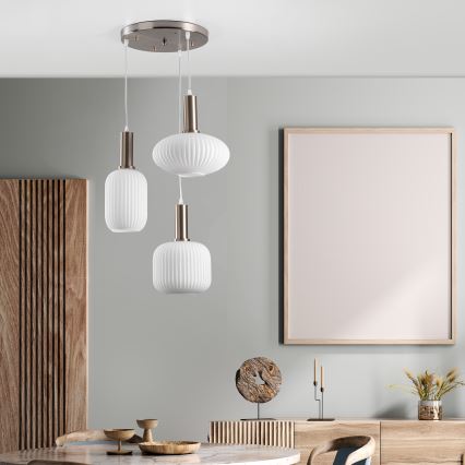 ONLI - Lustr na lanku DOROTY 3xE27/15W/230V bílá/lesklý chrom