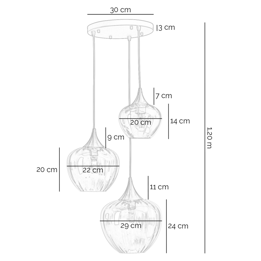 ONLI - Lustr na lanku ELIDE 3xE27/15W/230V černá/měděná