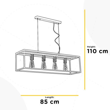 ONLI - Lustr na lanku FLOKI 4xE27/15W/230V černá/měděná