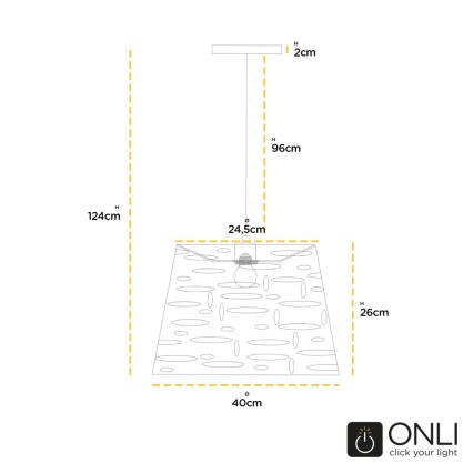 ONLI - Lustr na lanku RICKY 1xE27/15W/230V pr. 40 cm bílá