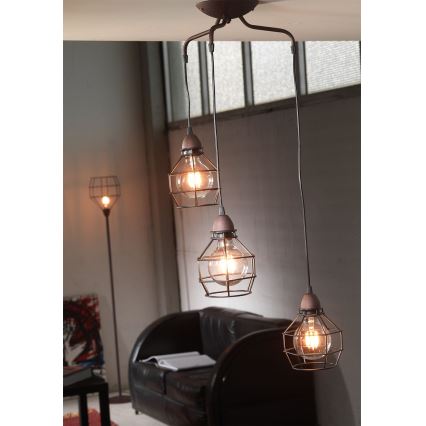 ONLI - Lustr na lanku SPIDER 3xE27/15W/230V černá/hnědá