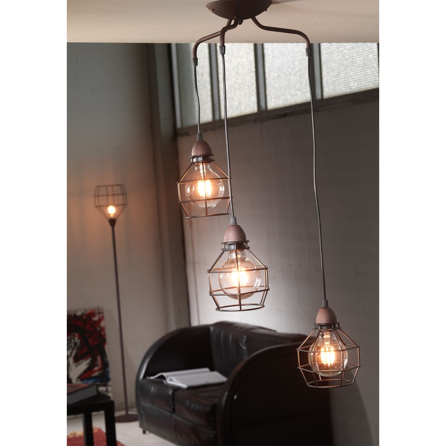 ONLI - Lustr na lanku SPIDER 3xE27/15W/230V černá/hnědá