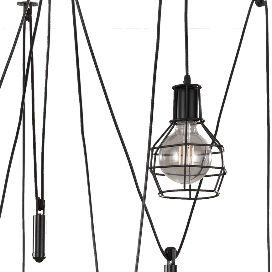 ONLI - Lustr na lanku SPIDER 5xE27/15W/230V pavouk černá